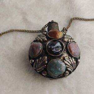 Vintage Perfume Poison Bottle Necklace Snuff container Retro Jewelry Stones